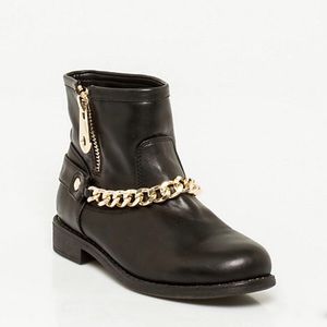 - Black Faux Leather Almond Toe Ankle Boot N…